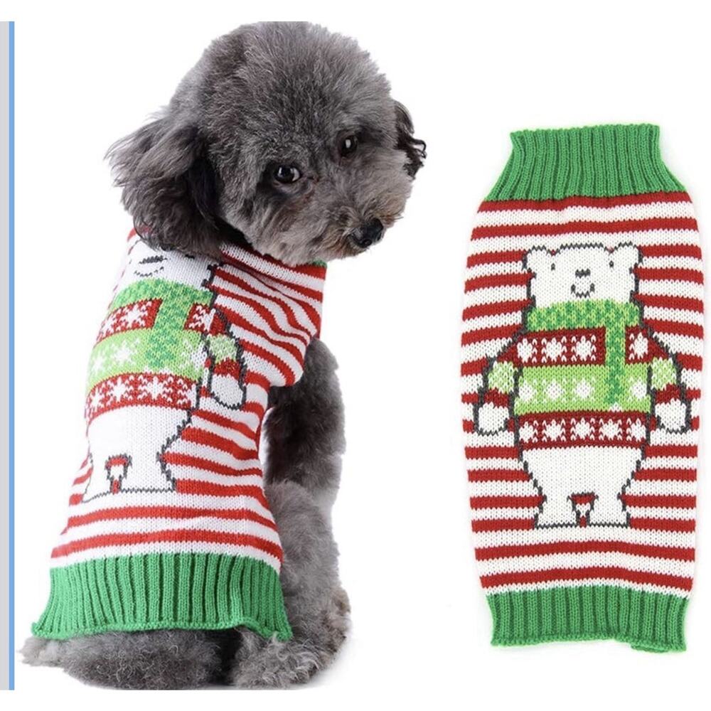 Tengzhi Dog Christmas Sweater Holiday Polar Bear Dog Small